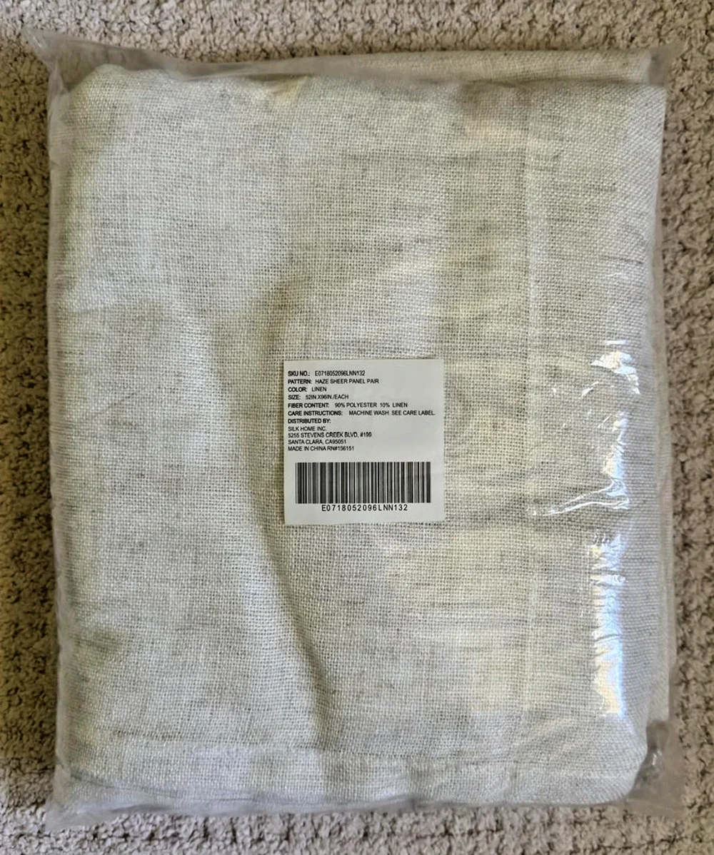 Haze Sheer Curtains Linen Blend Look 52x96 Panel Pair Light Filtering New